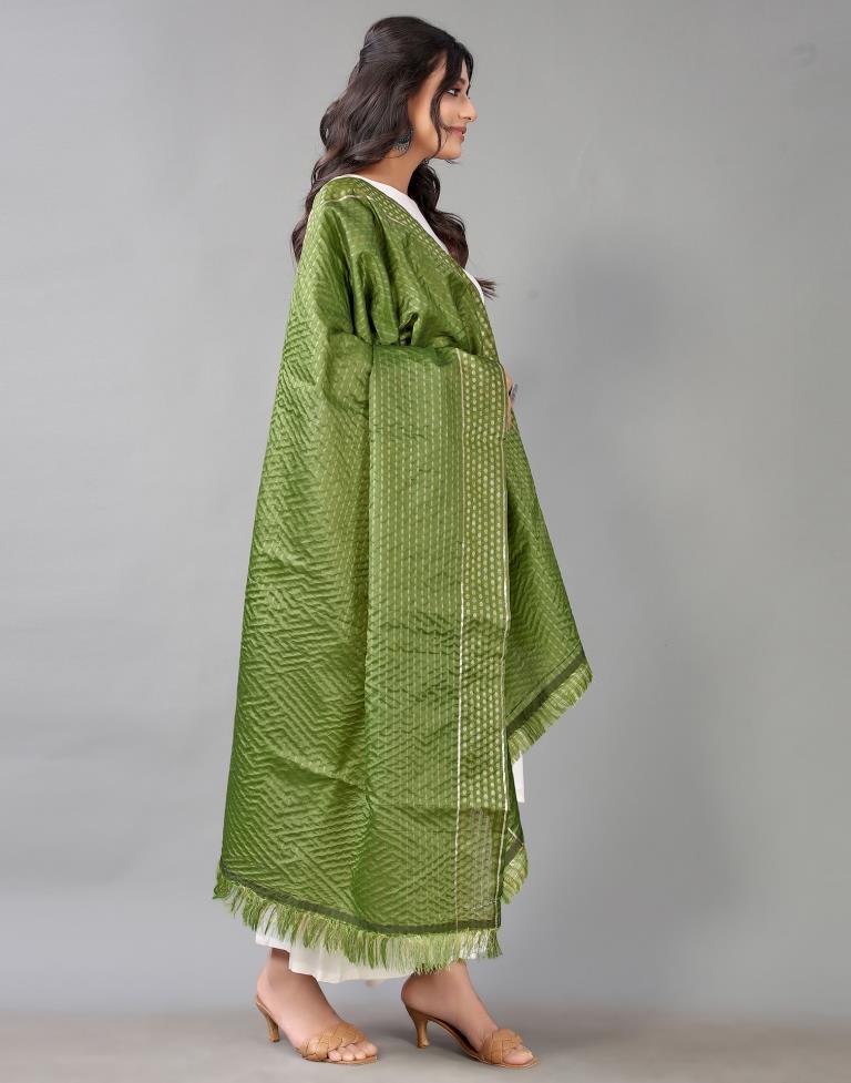 Olive Green Jacquard Dupatta | Leemboodi