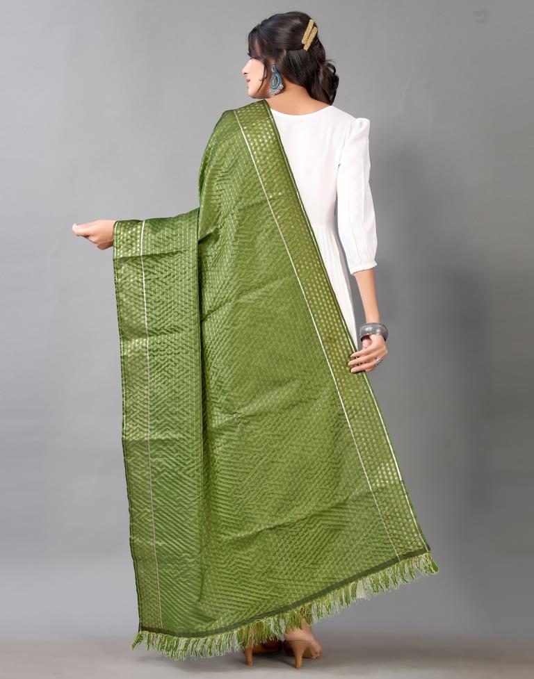 Olive Green Jacquard Dupatta | Leemboodi