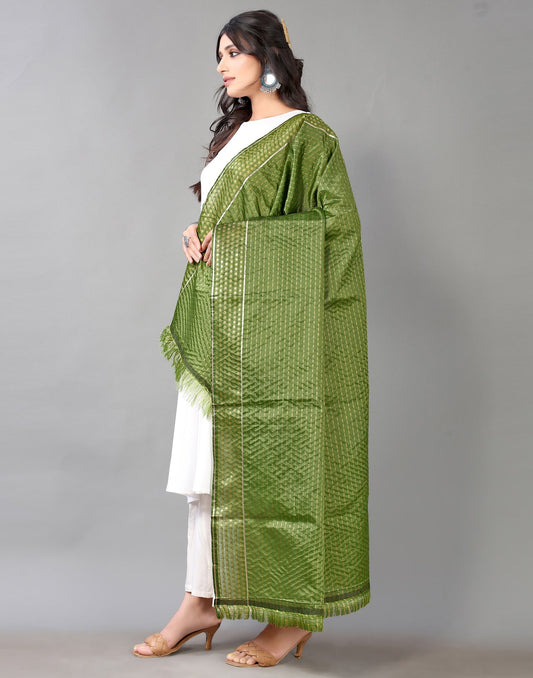 Olive Green Jacquard Dupatta | Leemboodi