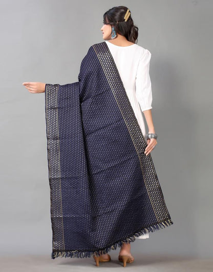Navy Blue Jacquard Dupatta | Leemboodi