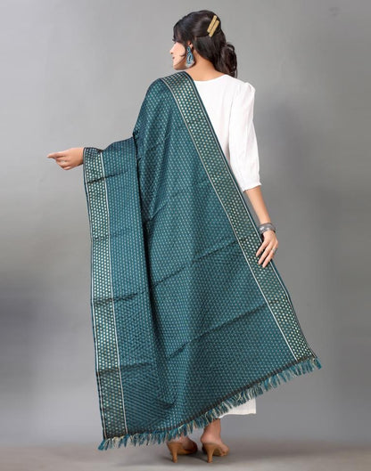 Dark Teal Jacquard Dupatta | Leemboodi