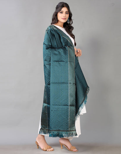 Dark Teal Jacquard Dupatta | Leemboodi