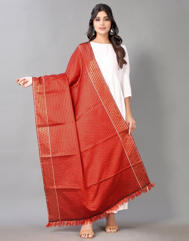 Maroon Jacquard Dupatta | Leemboodi