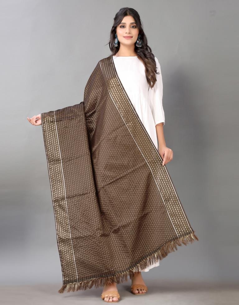 Brown Jacquard Dupatta | Leemboodi