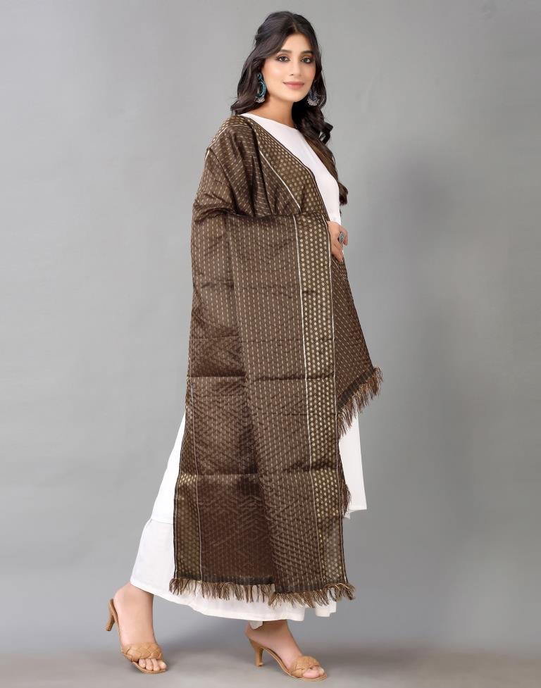 Brown Jacquard Dupatta | Leemboodi