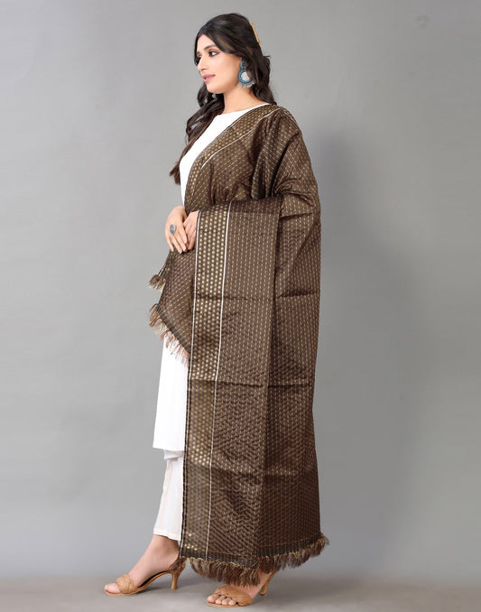 Brown Jacquard Dupatta | Leemboodi