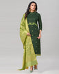 Dark Green Silk Embroidered Unstitched Salwar Suit | Sudathi