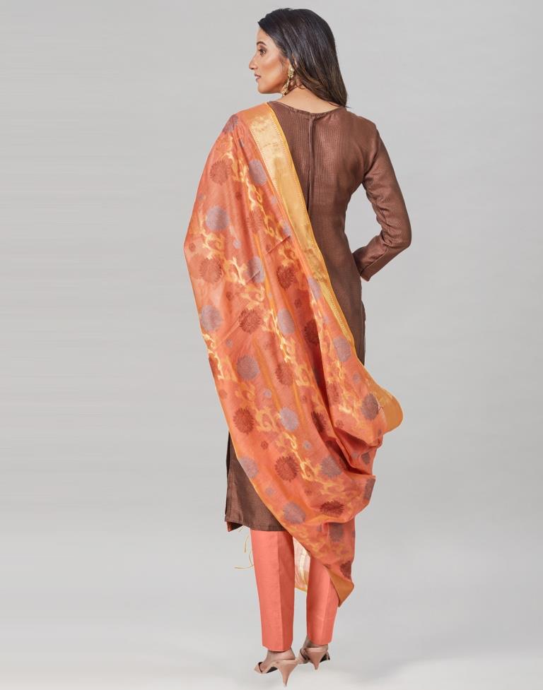 Rose Wood Silk Embroidered Unstitched Salwar Suit | Sudathi