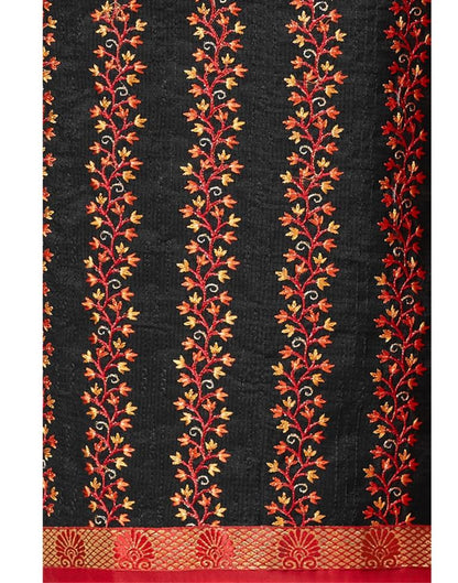 Black Silk Embroidered Unstitched Salwar Suit | Sudathi