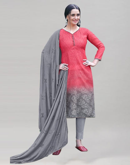 Raspberry Pink Cotton Printed Unstitched Salwar Suit | Sudathi