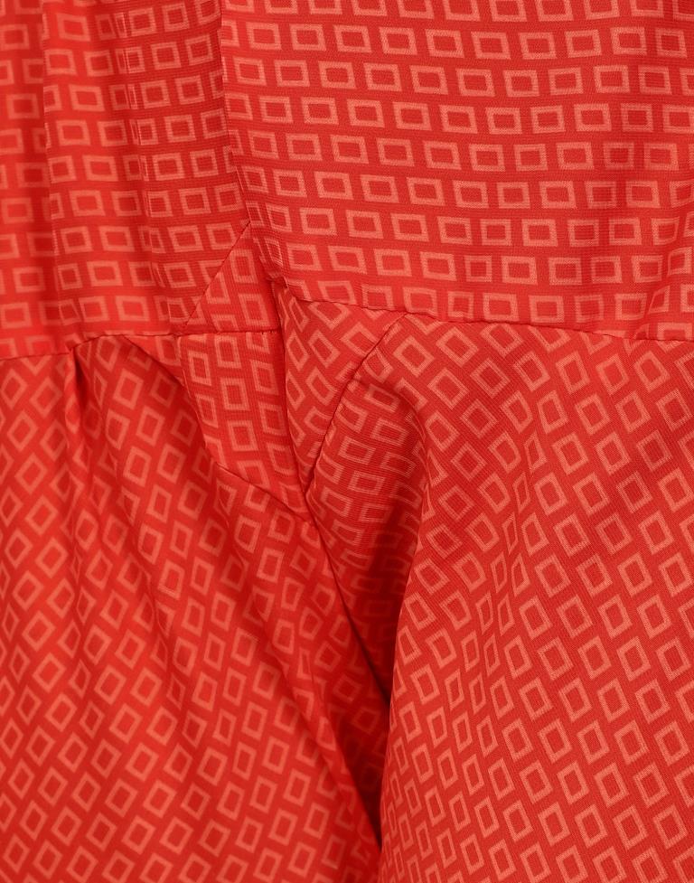 Carrot Pink Printed Unstitched Salwar Suit | Sudathi