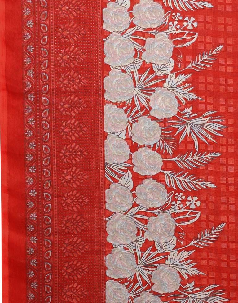 Carrot Pink Printed Unstitched Salwar Suit | Sudathi