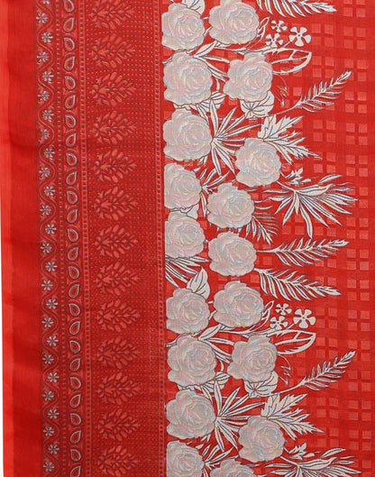 Carrot Pink Printed Unstitched Salwar Suit | Sudathi