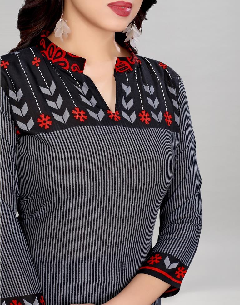 Steel Grey Printed Unstitched Salwar Suit | Sudathi