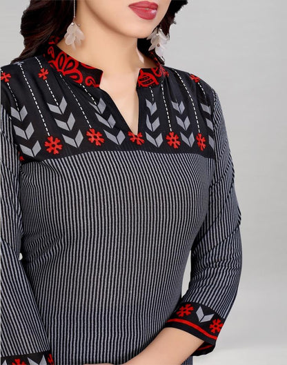 Steel Grey Printed Unstitched Salwar Suit | Sudathi