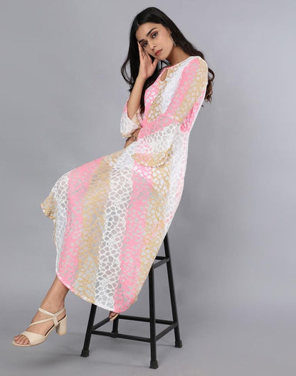 Pink Coloured Net Russell Net Dress | Leemboodi