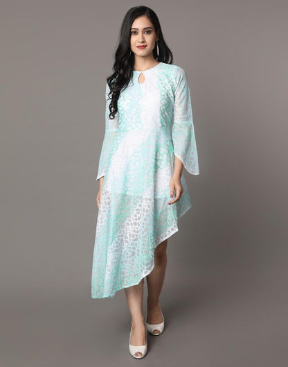 Aqua Blue Coloured Net Russell Net Dress | Sudathi