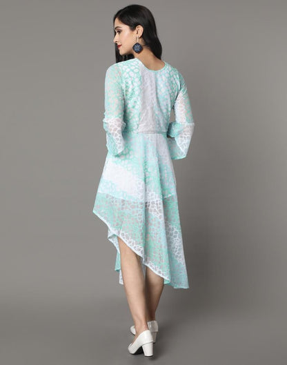 Aqua Blue Coloured Net Russell Net Dress | Sudathi