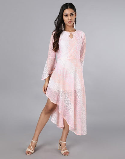 Peach Coloured Net Russell Net Dress | Leemboodi