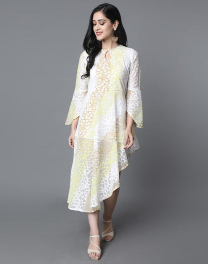 Yellow Coloured Net Russell Net Dress | Leemboodi