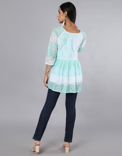 Classy Turquoise Net Russell Net Dress | Sudathi