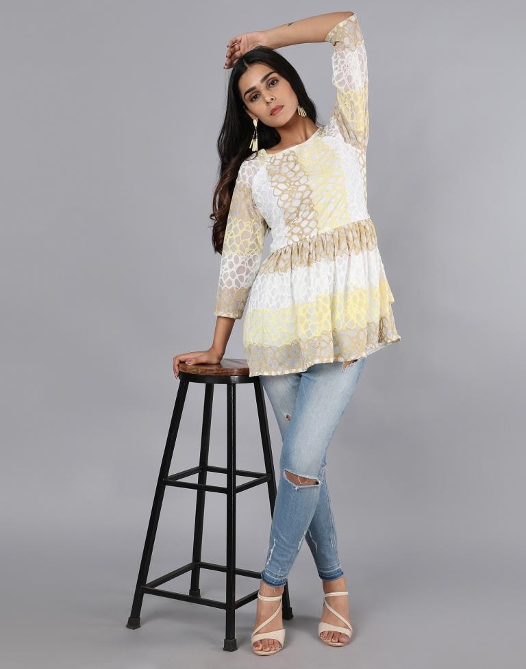 Designer Yellow Coloured Net Russell Net Dress | Leemboodi