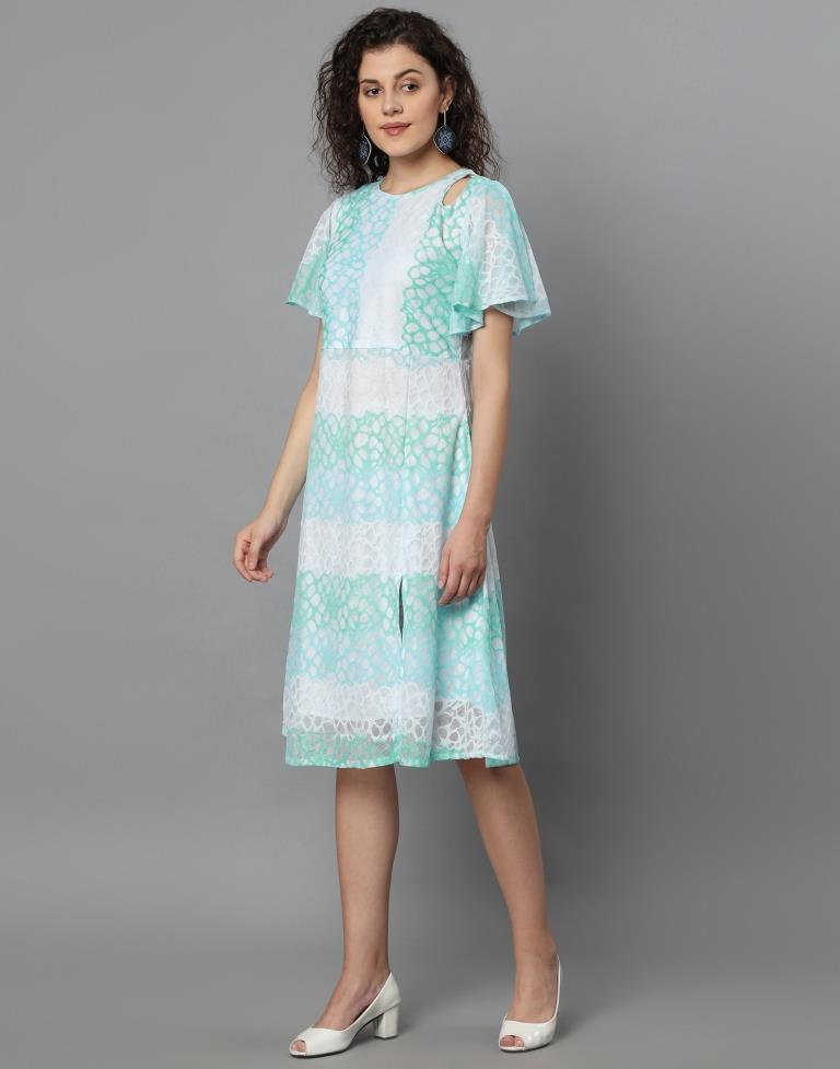 Aqua Blue Coloured Net Russell Net Dress | Sudathi