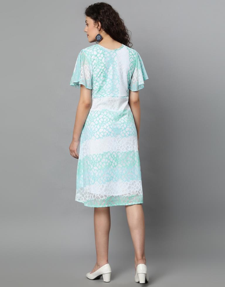 Aqua Blue Coloured Net Russell Net Dress | Sudathi