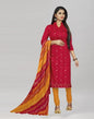 Red Cotton Embroidered Unstitched Salwar Suit | Sudathi