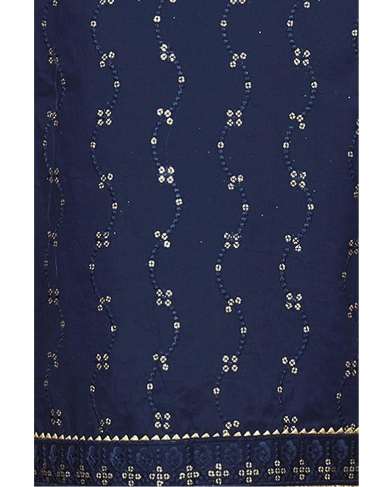 Navy Blue Cotton Embroidered Unstitched Salwar Suit | Sudathi