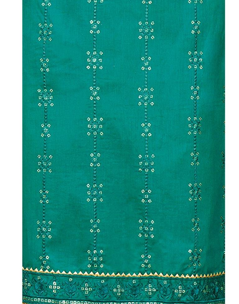 Pine Green Cotton Embroidered Unstitched Salwar Suit | Sudathi