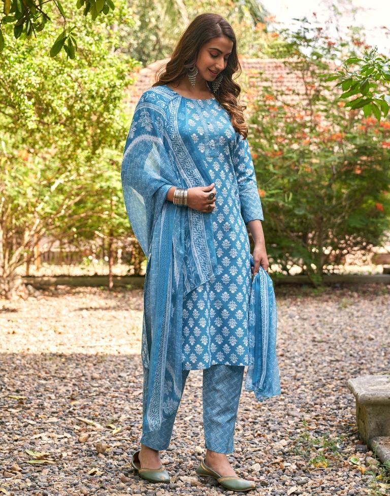 Printed Cotton Unstitched Salwar Suit Material | Sudathi