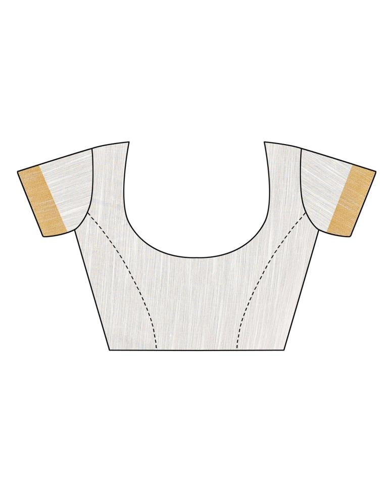 White Coloured Poly Cotton Printed Saree | Sudathi