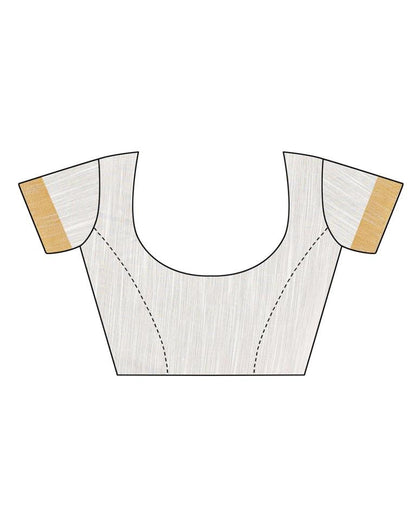 White Coloured Poly Cotton Printed Saree | Sudathi