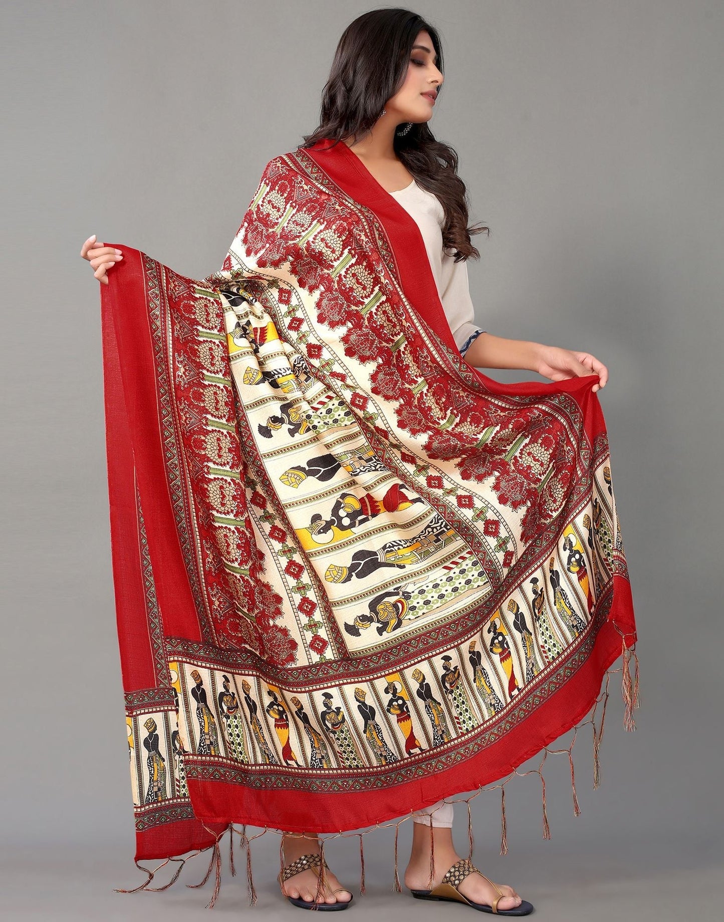 Cream Khadi Silk Dupatta | Leemboodi