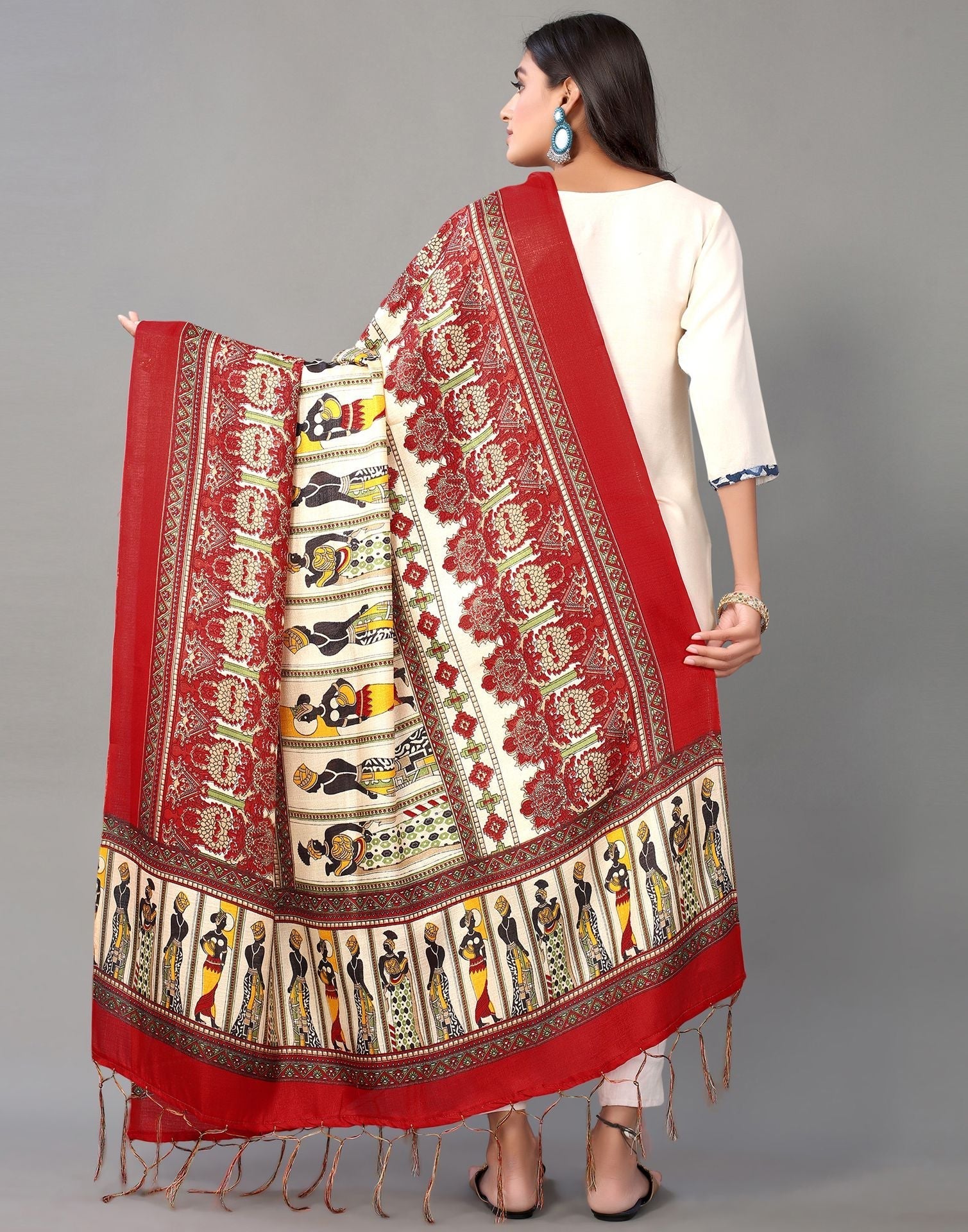 Cream Khadi Silk Dupatta | Leemboodi