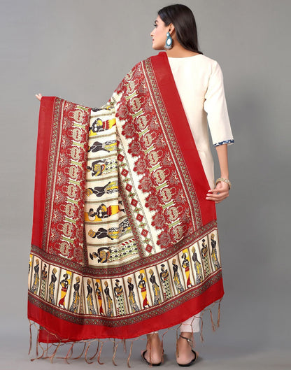 Cream Khadi Silk Dupatta | Leemboodi