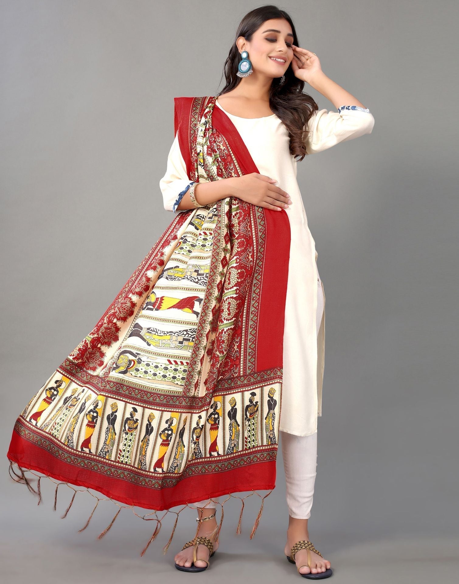 Cream Khadi Silk Dupatta | Leemboodi