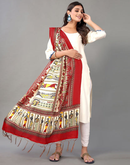 Cream Khadi Silk Dupatta | Leemboodi
