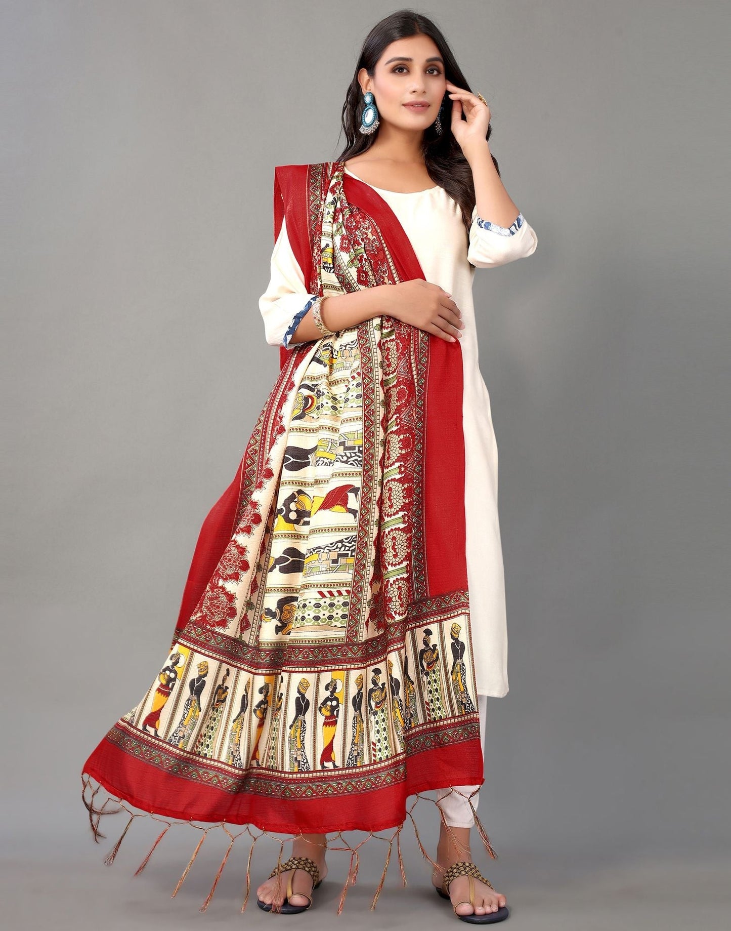 Cream Khadi Silk Dupatta | Leemboodi