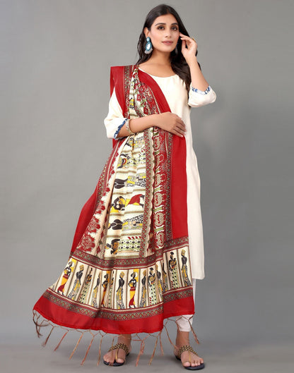 Cream Khadi Silk Dupatta | Leemboodi