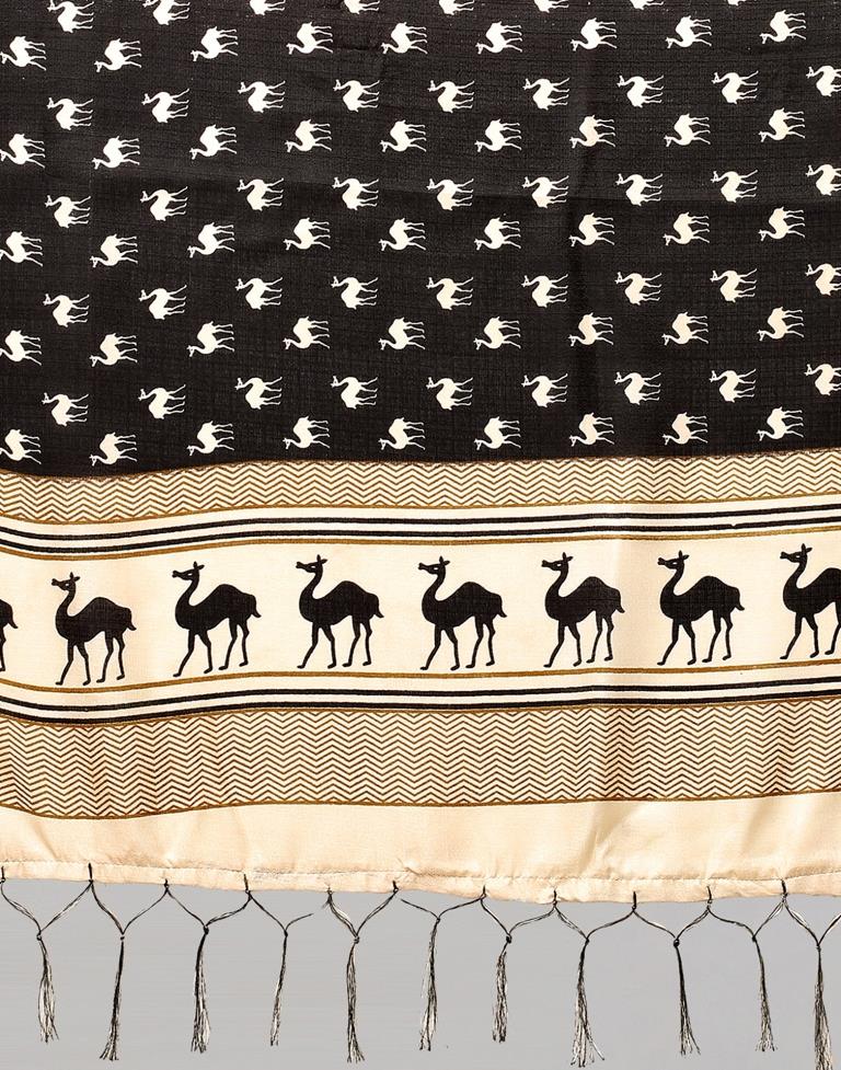 Black Animal Printed Dupatta | Leemboodi