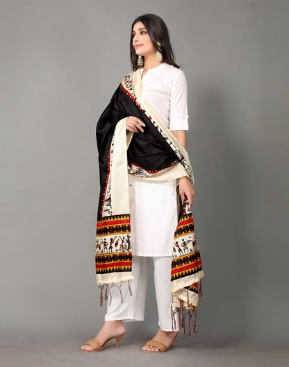 Black Printed Dupatta | Leemboodi