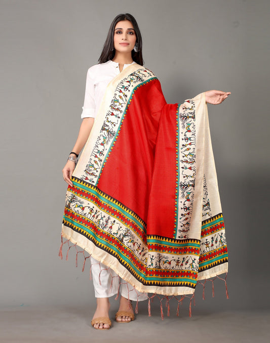 Red Printed Dupatta | Leemboodi