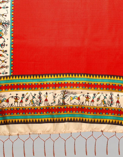 Red Printed Dupatta | Leemboodi