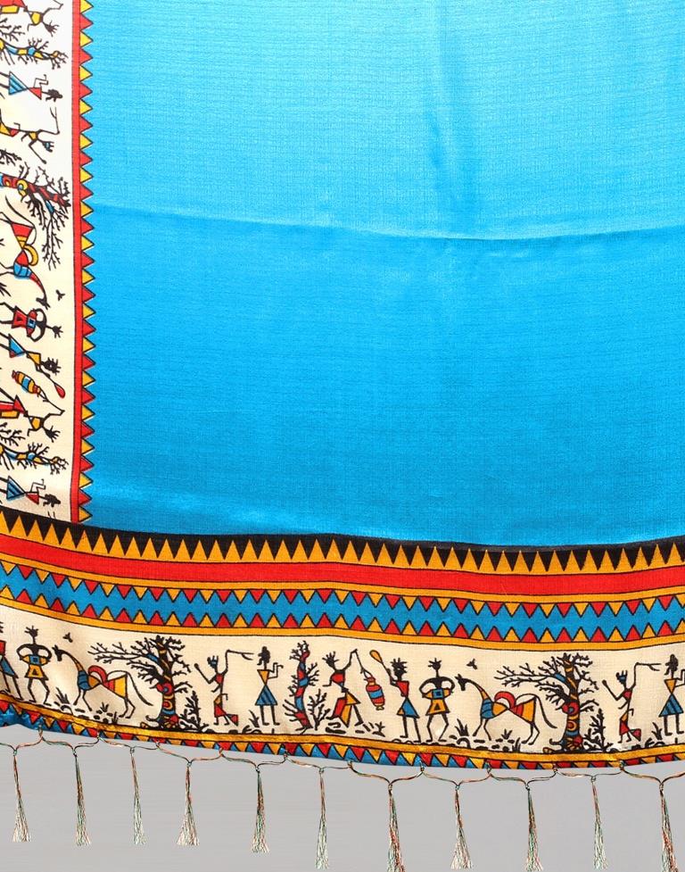 Sky Blue And Cream Khadi Silk Dupatta | Leemboodi
