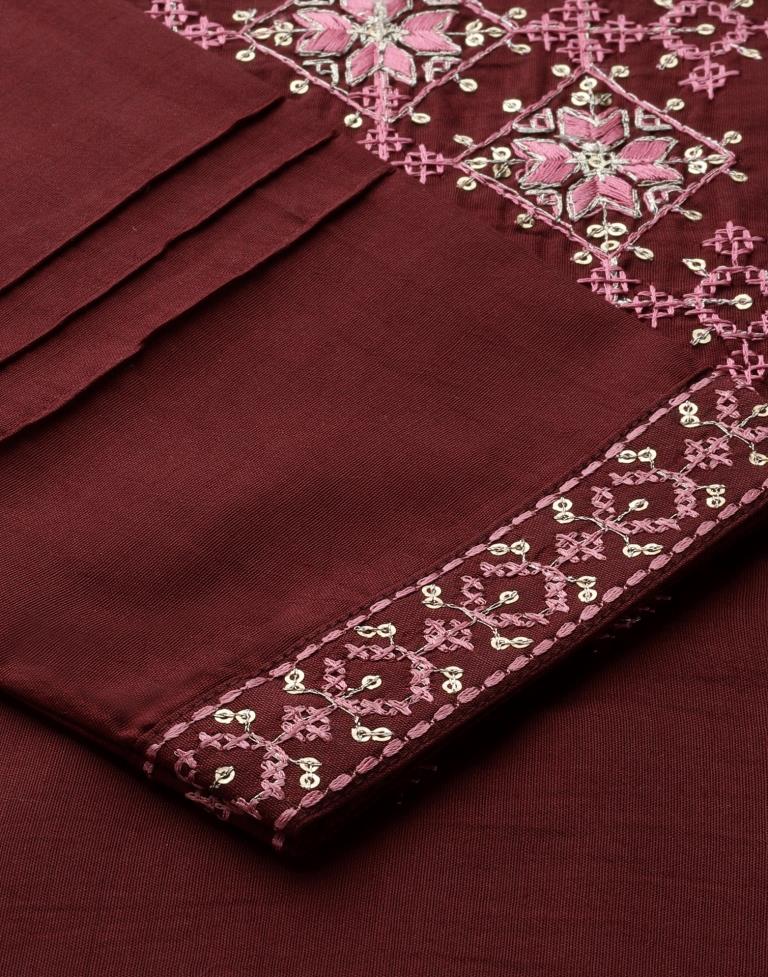 Maroon Kurti with Pant And Dupatta | Leemboodi