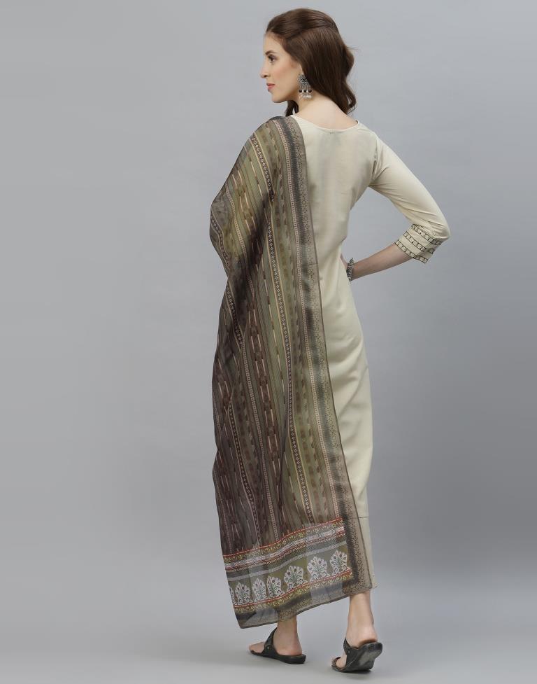 Cream Kurti with Pant And Dupatta | Leemboodi