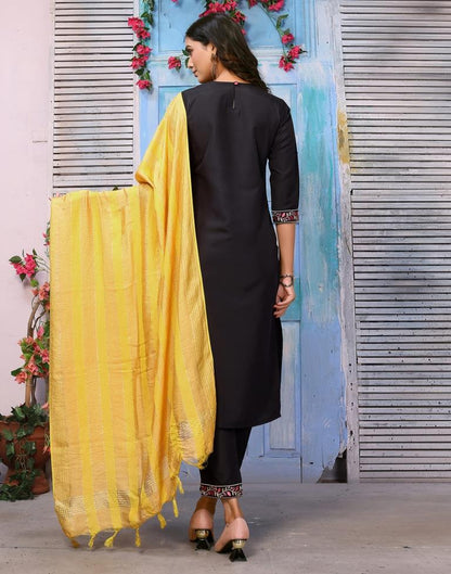 Black Embroidery Rayon Straight kurta With Pant And Dupatta