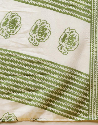 Green Printed Cotton Straight Kurta With Pant And Dupatta